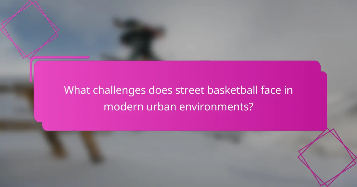 What challenges does street basketball face in modern urban environments?