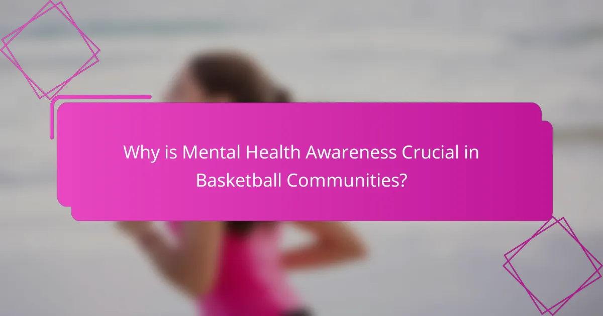 Why is Mental Health Awareness Crucial in Basketball Communities?
